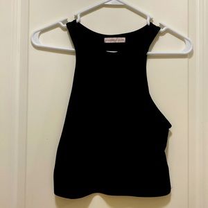 Sincerely Jules M halter neck black crop top